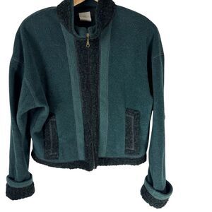 Kramer Green Boucle Front Zip Jacket Size L